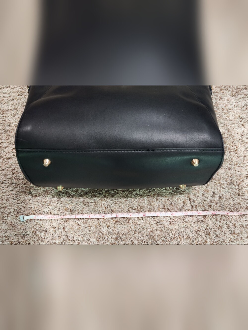 Chic Miztique Black Vegan Leather Satchel with Sculptural Gold Handles - Picture 11 of 14